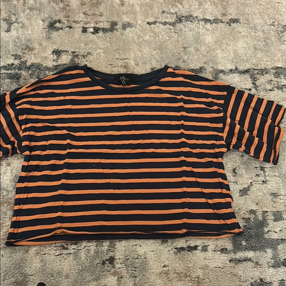 Forever 21 Orange and Black Striped Crop Top
